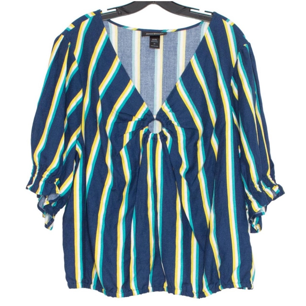 Ashley Stewart Top Blue with Stripes